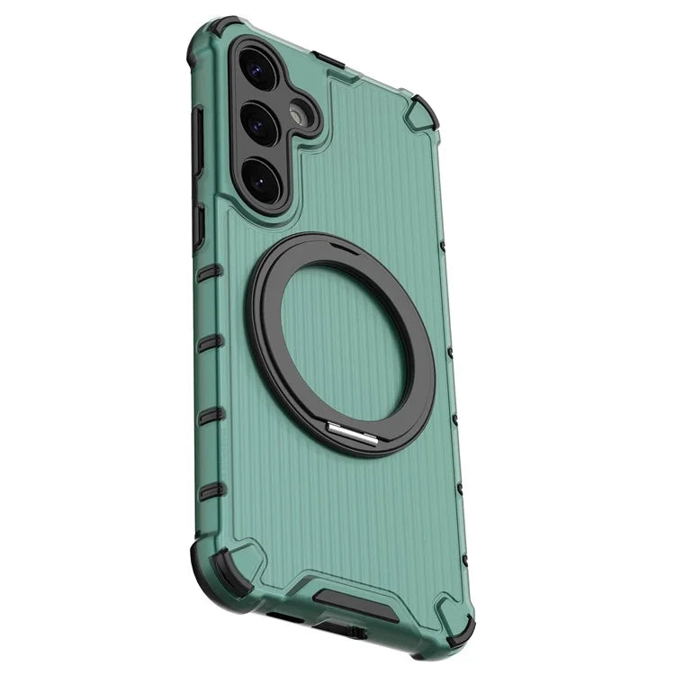For Samsung Galaxy S24+ Case Rotating Magnetic Ring Holder Kickstand PC+TPU Phone Cover