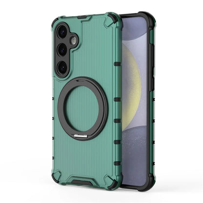 For Samsung Galaxy S24+ Case Rotating Magnetic Ring Holder Kickstand PC+TPU Phone Cover
