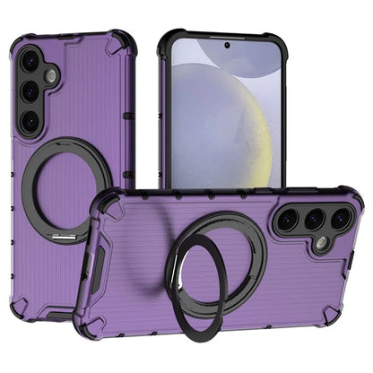 For Samsung Galaxy S24+ Case Rotating Magnetic Ring Holder Kickstand PC+TPU Phone Cover