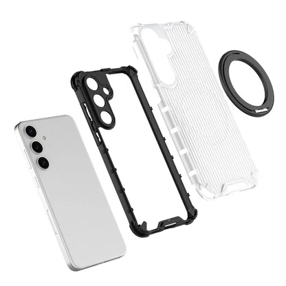 For Samsung Galaxy S24+ Case Rotating Magnetic Ring Holder Kickstand PC+TPU Phone Cover