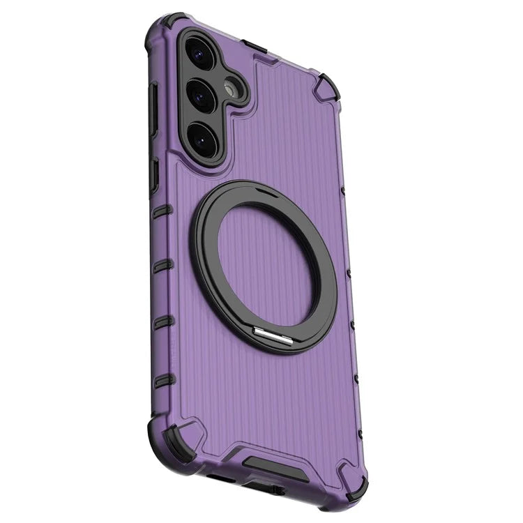 For Samsung Galaxy S24+ Case Rotating Magnetic Ring Holder Kickstand PC+TPU Phone Cover