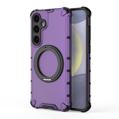 For Samsung Galaxy S24+ Case Rotating Magnetic Ring Holder Kickstand PC+TPU Phone Cover