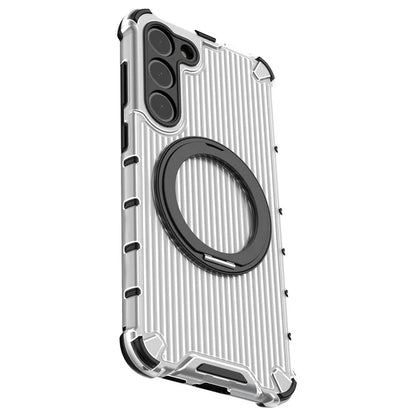 For Samsung Galaxy S23+ Case Vertical Stripe Ring Kickstand PC+TPU Phone Cover Compatible with MagSafe