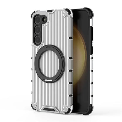 For Samsung Galaxy S23+ Case Vertical Stripe Ring Kickstand PC+TPU Phone Cover Compatible with MagSafe