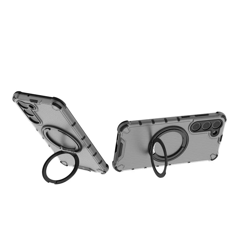 For Samsung Galaxy S23+ Case Vertical Stripe Ring Kickstand PC+TPU Phone Cover Compatible with MagSafe