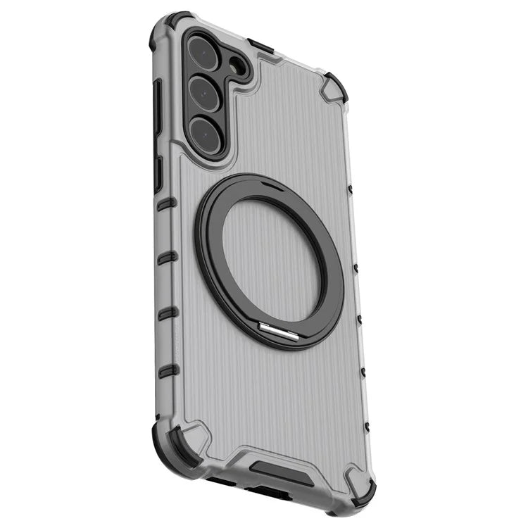 For Samsung Galaxy S23+ Case Vertical Stripe Ring Kickstand PC+TPU Phone Cover Compatible with MagSafe