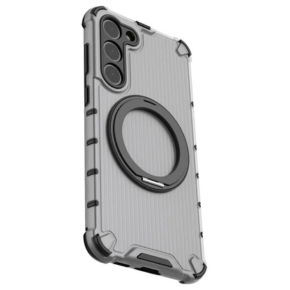 For Samsung Galaxy S23+ Case Vertical Stripe Ring Kickstand PC+TPU Phone Cover Compatible with MagSafe