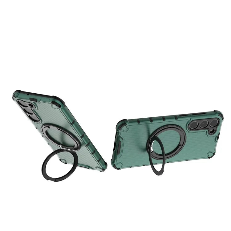 For Samsung Galaxy S23+ Case Vertical Stripe Ring Kickstand PC+TPU Phone Cover Compatible with MagSafe