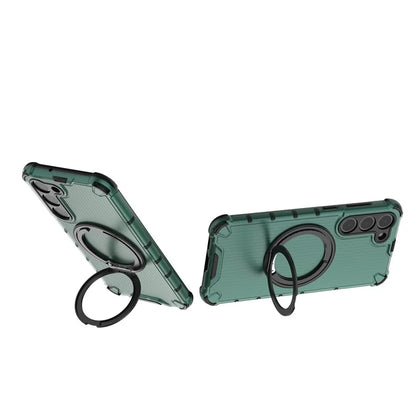 For Samsung Galaxy S23+ Case Vertical Stripe Ring Kickstand PC+TPU Phone Cover Compatible with MagSafe