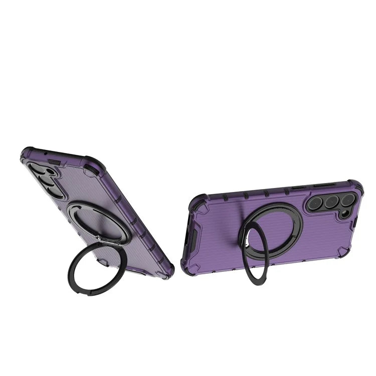 For Samsung Galaxy S23+ Case Vertical Stripe Ring Kickstand PC+TPU Phone Cover Compatible with MagSafe