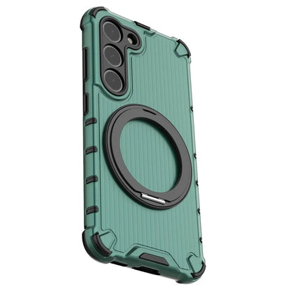 For Samsung Galaxy S23 Magnetic Case Vertical Stripe Anti-Slip PC+TPU Phone Cover Kickstand Ring Holder