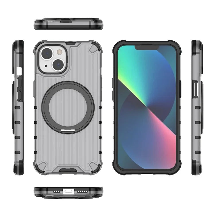 For iPhone 13 Case Vertical Stripe PC+TPU Magnetic Kickstand Phone Cover