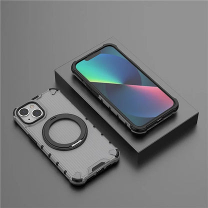 For iPhone 13 Case Vertical Stripe PC+TPU Magnetic Kickstand Phone Cover