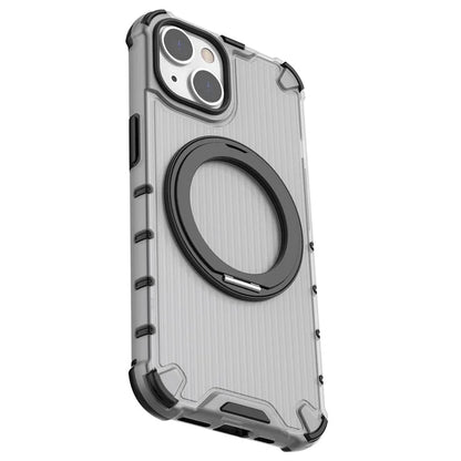 For iPhone 14 Case Vertical Stripe PC+TPU Phone Cover Invisible Magnetic Ring Holder