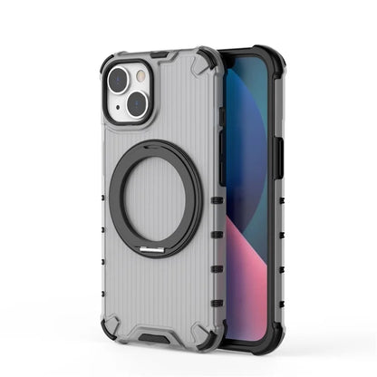 For iPhone 14 Case Vertical Stripe PC+TPU Phone Cover Invisible Magnetic Ring Holder