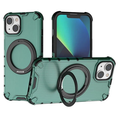 For iPhone 14 Case Vertical Stripe PC+TPU Phone Cover Invisible Magnetic Ring Holder
