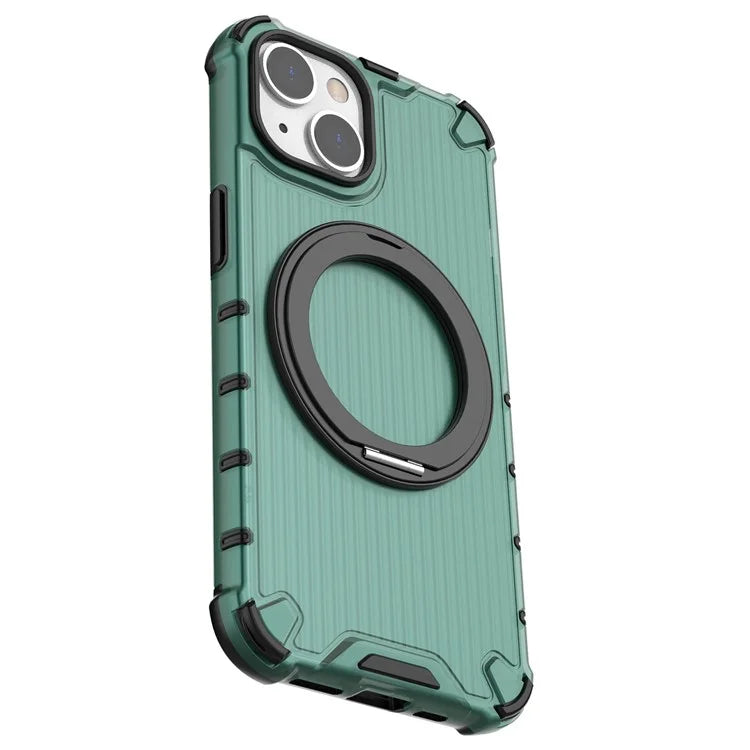 For iPhone 14 Case Vertical Stripe PC+TPU Phone Cover Invisible Magnetic Ring Holder