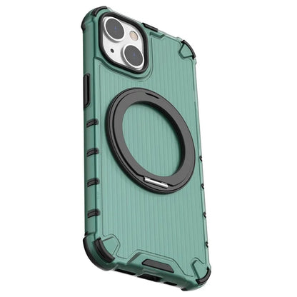For iPhone 14 Case Vertical Stripe PC+TPU Phone Cover Invisible Magnetic Ring Holder