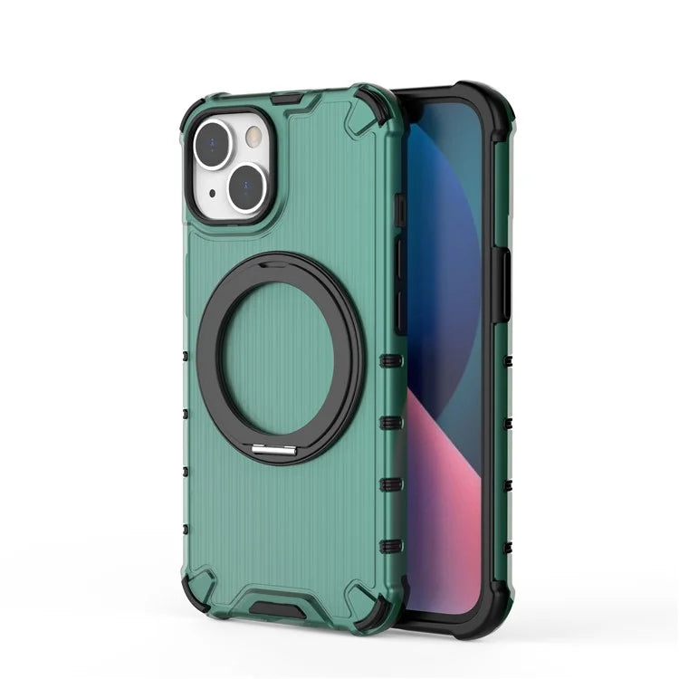 For iPhone 14 Case Vertical Stripe PC+TPU Phone Cover Invisible Magnetic Ring Holder