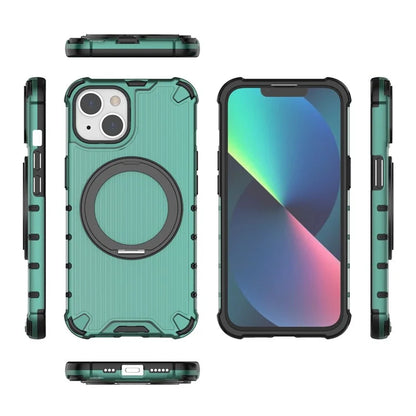 For iPhone 14 Case Vertical Stripe PC+TPU Phone Cover Invisible Magnetic Ring Holder