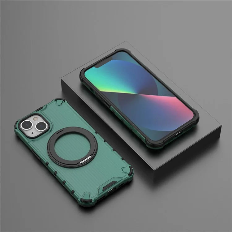 For iPhone 14 Case Vertical Stripe PC+TPU Phone Cover Invisible Magnetic Ring Holder