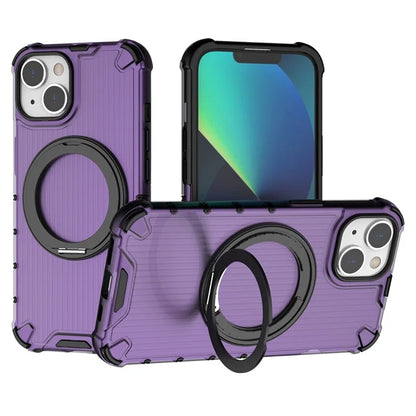 For iPhone 14 Case Vertical Stripe PC+TPU Phone Cover Invisible Magnetic Ring Holder