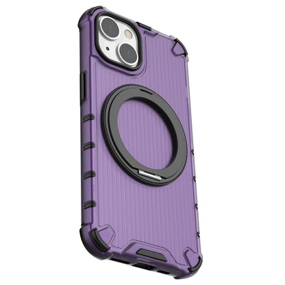 For iPhone 14 Case Vertical Stripe PC+TPU Phone Cover Invisible Magnetic Ring Holder