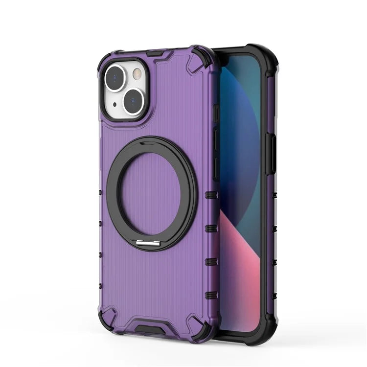 For iPhone 14 Case Vertical Stripe PC+TPU Phone Cover Invisible Magnetic Ring Holder