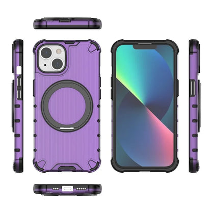 For iPhone 14 Case Vertical Stripe PC+TPU Phone Cover Invisible Magnetic Ring Holder