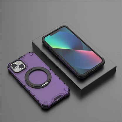 For iPhone 14 Case Vertical Stripe PC+TPU Phone Cover Invisible Magnetic Ring Holder