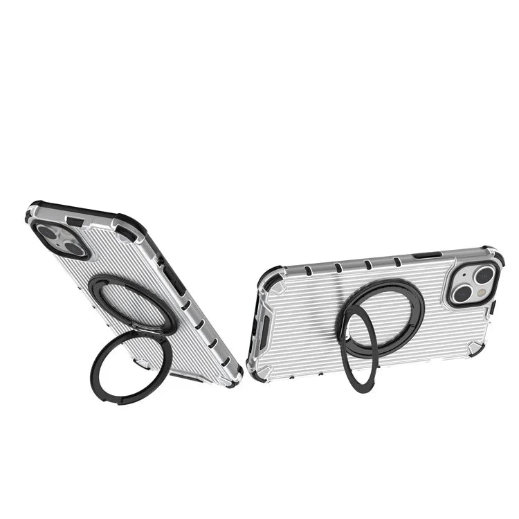 For iPhone 15 Plus / 14 Plus Case Compatible with MagSafe Kickstand Vertical Stripe PC+TPU Phone Cover