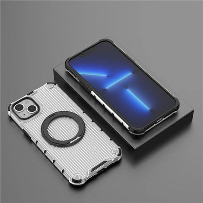 For iPhone 15 Plus / 14 Plus Case Compatible with MagSafe Kickstand Vertical Stripe PC+TPU Phone Cover