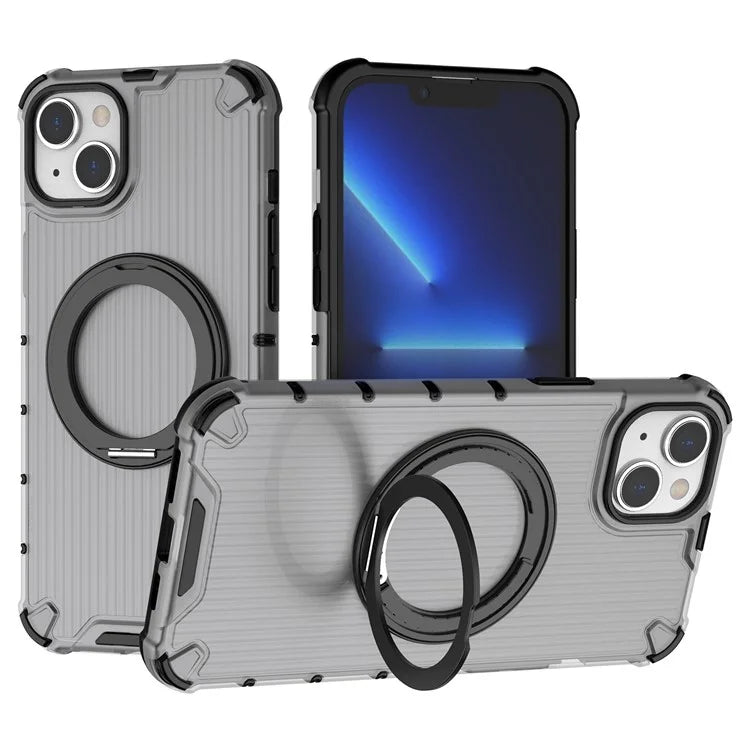 For iPhone 15 Plus / 14 Plus Case Compatible with MagSafe Kickstand Vertical Stripe PC+TPU Phone Cover