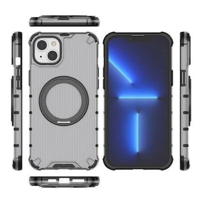 For iPhone 15 Plus / 14 Plus Case Compatible with MagSafe Kickstand Vertical Stripe PC+TPU Phone Cover