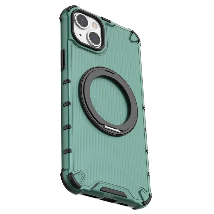 For iPhone 15 Plus / 14 Plus Case Compatible with MagSafe Kickstand Vertical Stripe PC+TPU Phone Cover