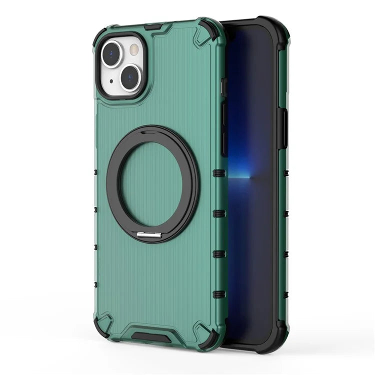 For iPhone 15 Plus / 14 Plus Case Compatible with MagSafe Kickstand Vertical Stripe PC+TPU Phone Cover