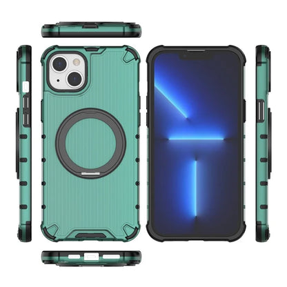 For iPhone 15 Plus / 14 Plus Case Compatible with MagSafe Kickstand Vertical Stripe PC+TPU Phone Cover