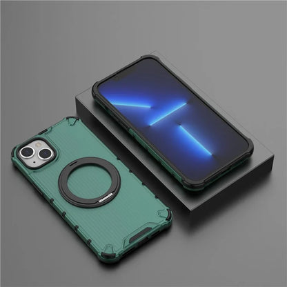 For iPhone 15 Plus / 14 Plus Case Compatible with MagSafe Kickstand Vertical Stripe PC+TPU Phone Cover