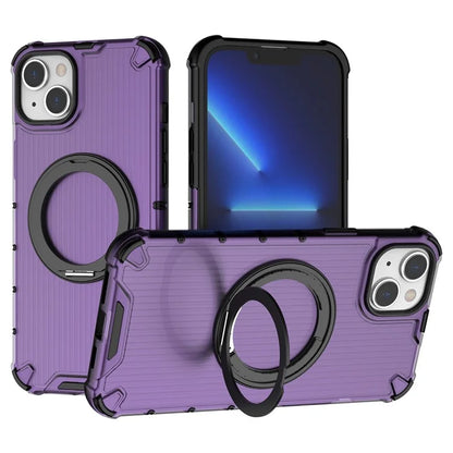 For iPhone 15 Plus / 14 Plus Case Compatible with MagSafe Kickstand Vertical Stripe PC+TPU Phone Cover