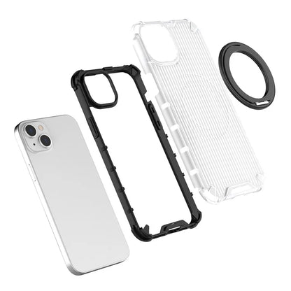 For iPhone 15 Plus / 14 Plus Case Compatible with MagSafe Kickstand Vertical Stripe PC+TPU Phone Cover