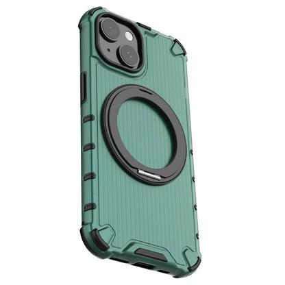For iPhone 15 Case Vertical Stripe Back PC+TPU Magnetic Ring Kickstand Phone Cover