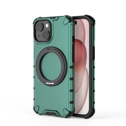 For iPhone 15 Case Vertical Stripe Back PC+TPU Magnetic Ring Kickstand Phone Cover