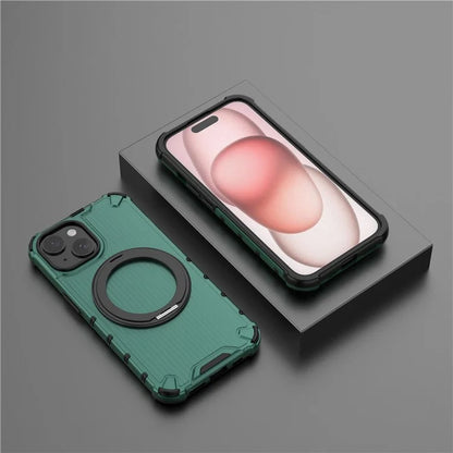 For iPhone 15 Case Vertical Stripe Back PC+TPU Magnetic Ring Kickstand Phone Cover