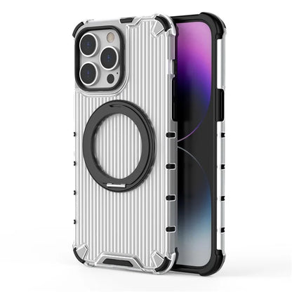 For iPhone 13 Pro Max Magnetic Case Rotatabl Ring Kickstand Drop-Proof PC+TPU Phone Cover