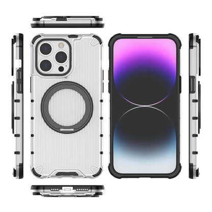 For iPhone 13 Pro Max Magnetic Case Rotatabl Ring Kickstand Drop-Proof PC+TPU Phone Cover