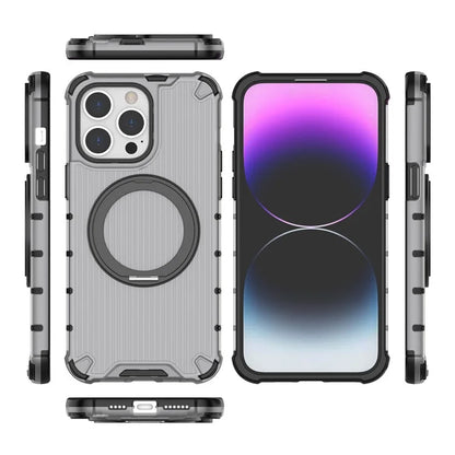 For iPhone 13 Pro Max Magnetic Case Rotatabl Ring Kickstand Drop-Proof PC+TPU Phone Cover