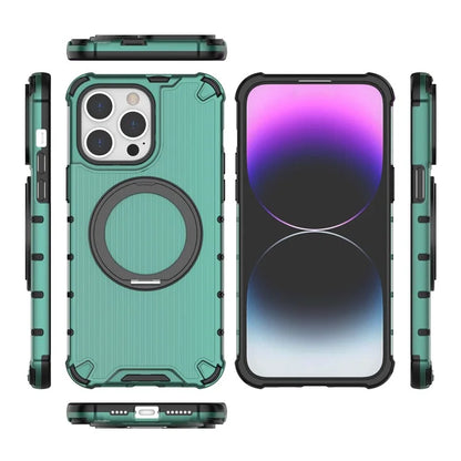 For iPhone 13 Pro Max Magnetic Case Rotatabl Ring Kickstand Drop-Proof PC+TPU Phone Cover