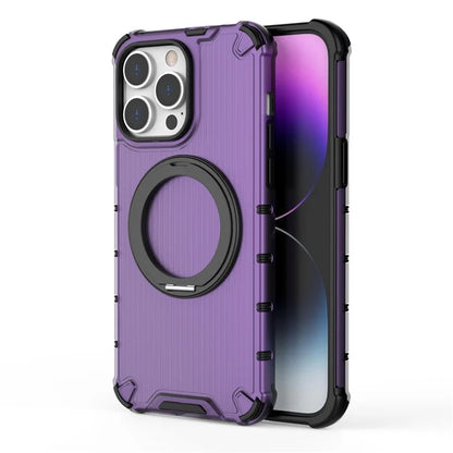 For iPhone 13 Pro Max Magnetic Case Rotatabl Ring Kickstand Drop-Proof PC+TPU Phone Cover