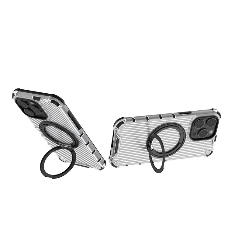 For iPhone 15 Pro Max Case Rotating Kickstand PC+TPU Phone Cover Compatible with MagSafe