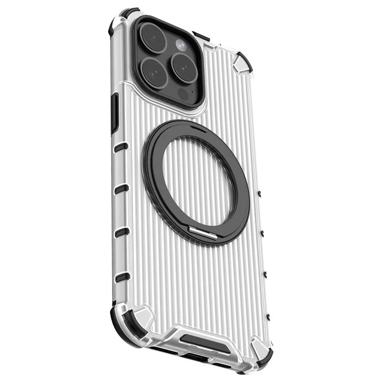 For iPhone 15 Pro Max Case Rotating Kickstand PC+TPU Phone Cover Compatible with MagSafe